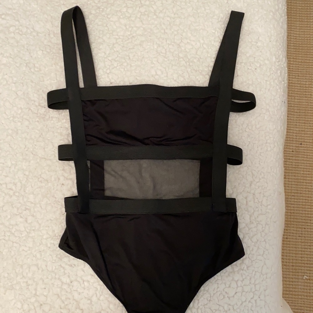 Black Strappy Mesh Bodysuit